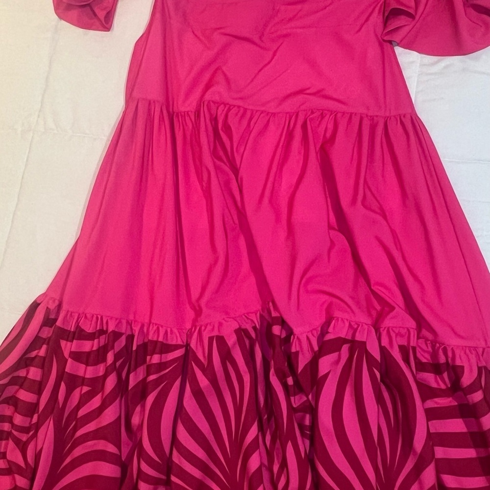Pink Dress with Patterned Skirt by NaranjaRosa Colombian Brand